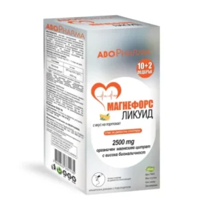 Магнефорс Ликуид Магнезиев цитрат 2500 мг х 10+2 стика с вкус на портокал Abopharma