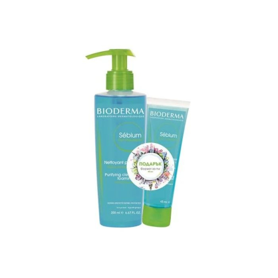 Bioderma Sebium Измиващ гел за комбинирана и мазна кожа 200 мл + Bioderma Sebium Измиващ гел 45 мл