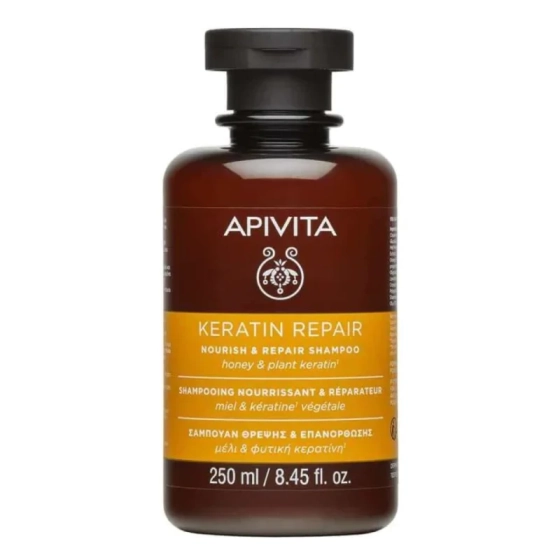 Apivita nourish & repair подхранващ и възстановяващ шампоан за суха и увредена коса с маслина и мед